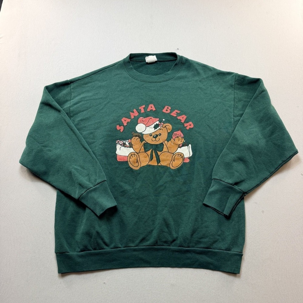 Browning Santa Bear Christmas Graphic Sweatshirt Mens Medium Green Crewneck